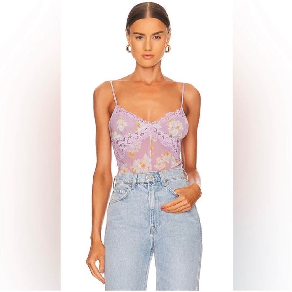 Free People intimately lacy floral bodysuit in Lilac Combo NWT size XS
